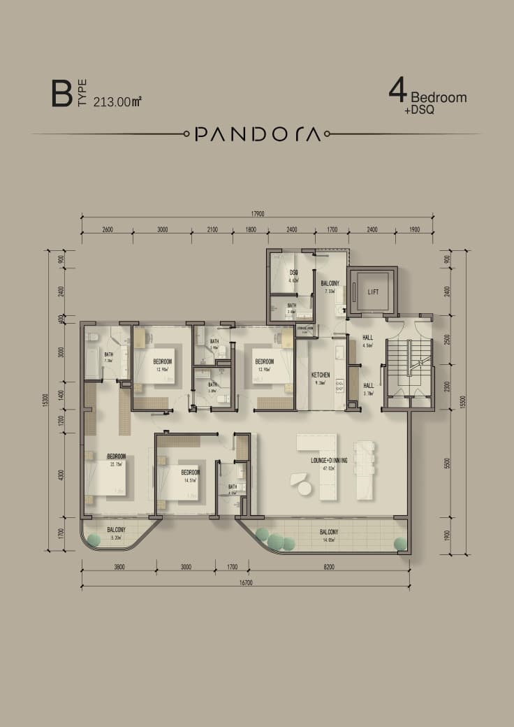 Pandora Apartment 2,3,4 Bedroom